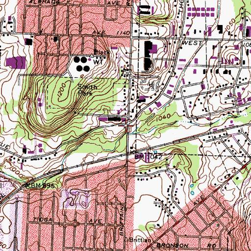 Topographic Map of Brittain Valley Plaza Shopping Center, OH