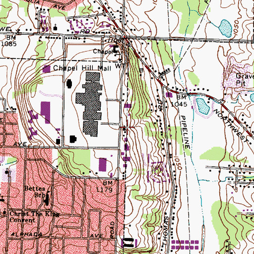 Topographic Map of Chapel of Prayer Baptist Church, OH