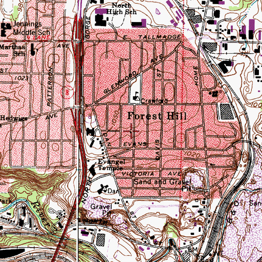 Topographic Map of Forest Hill Community Church, OH