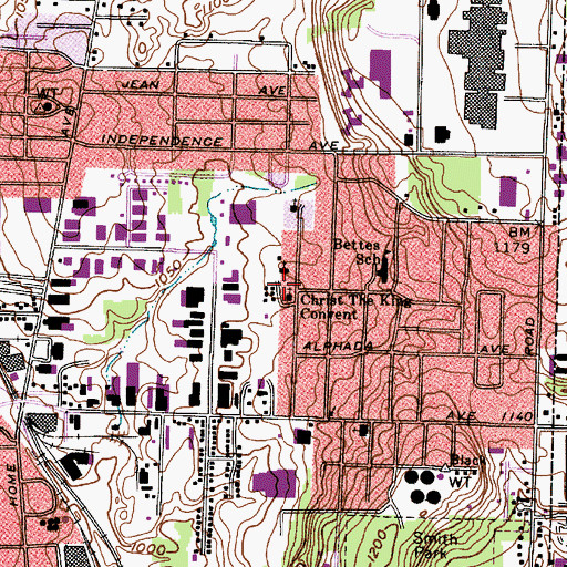 Topographic Map of North Akron Catholic School, OH