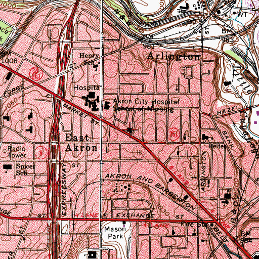 Topographic Map of First Presbyterian Church, OH