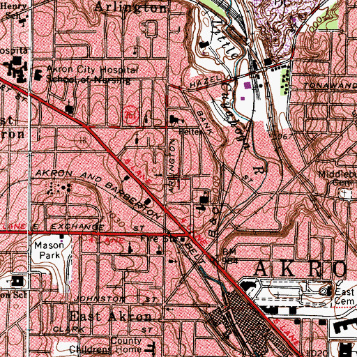 Topographic Map of McNaughton Street Baptist Church, OH