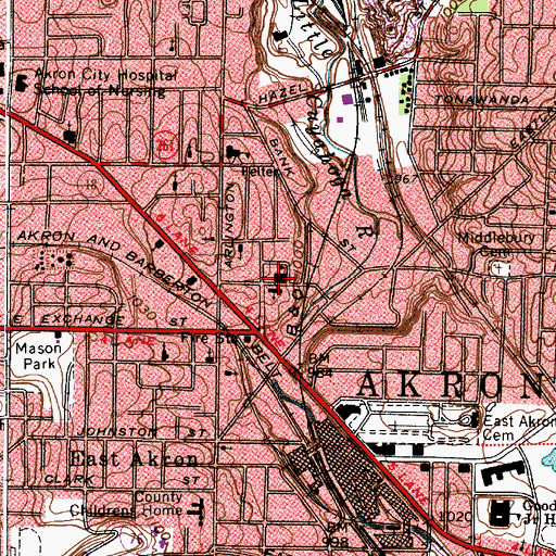 Topographic Map of Annunciation-Saint John Parish School, OH