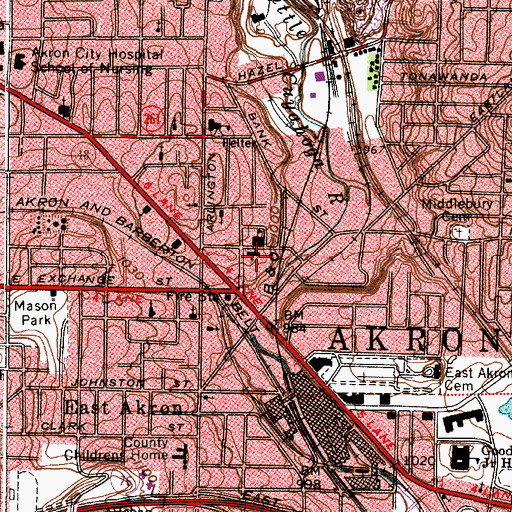 Topographic Map of Church of the Annunciation, OH