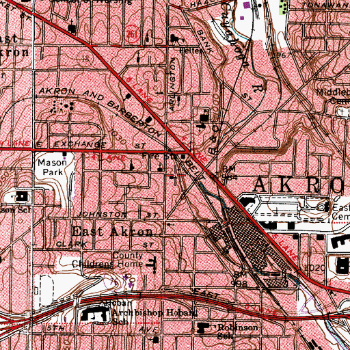 Topographic Map of Saint Marys Greek Catholic Church, OH
