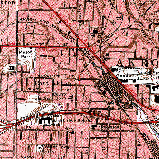Topographic Map of Salvation Army - Akron Temple Corps, OH