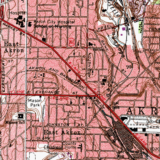 Topographic Map of East Market Street Christian Church, OH