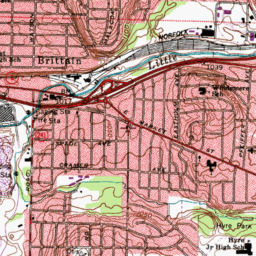 Topographic Map of East Market Street Church of God, OH