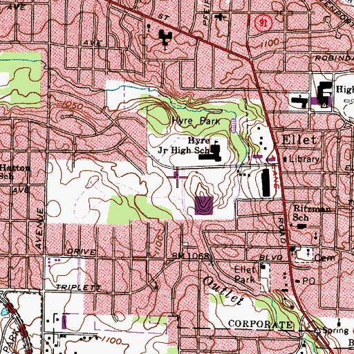 Topographic Map of Wedgewood United Methodist Church, OH