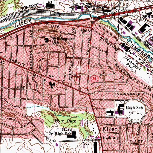 Topographic Map of Oak Hill Presbyterian Church, OH
