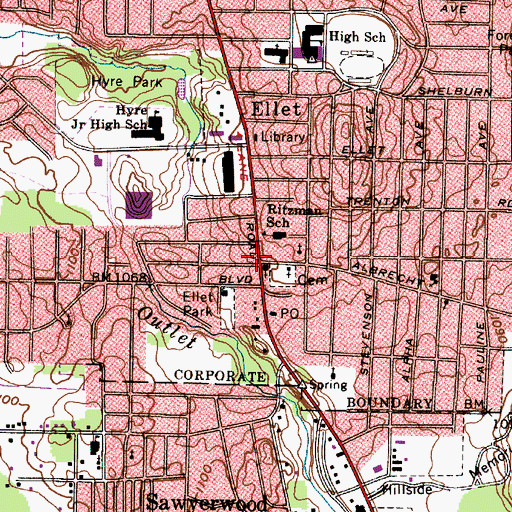 Topographic Map of Rock House of Jesus Church, OH
