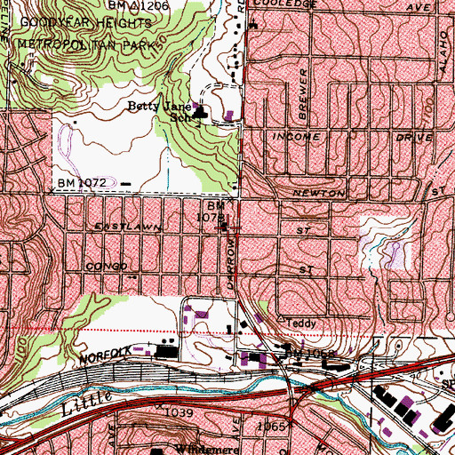 Topographic Map of Meade Avenue Christian Church, OH