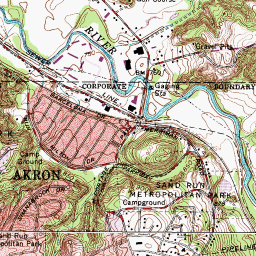 Topographic Map of Indian Rock Centre Shopping Center, OH