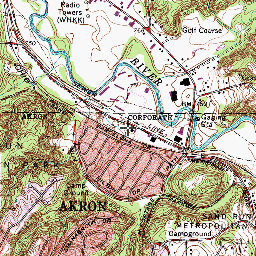 Topographic Map of Merriman Centre Shopping Center, OH