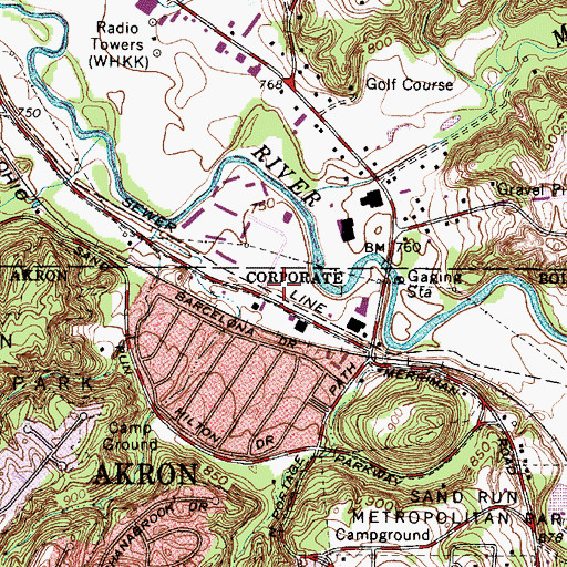 Topographic Map of Liberty Commons Shopping Center, OH