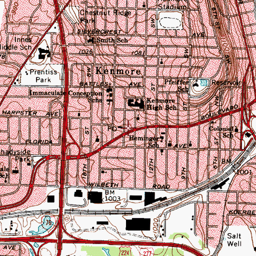 Topographic Map of Urban Church of God, OH