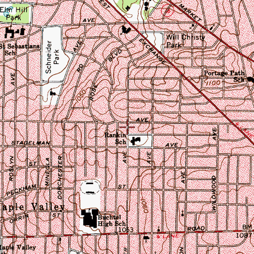 Topographic Map of Missionary Temple, OH