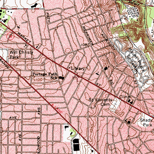Topographic Map of Grand Market Place Shopping Center, OH