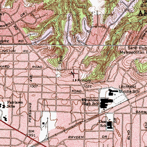Topographic Map of Woodland United Methodist Church, OH