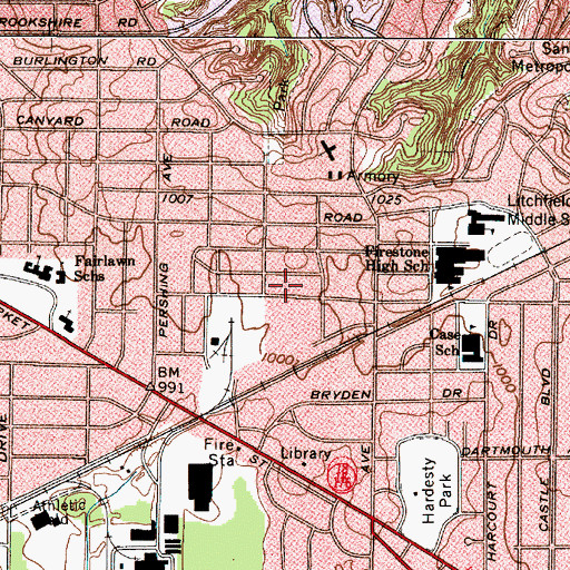 Topographic Map of First Baptist Church, OH