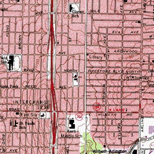 Topographic Map of Grace Baptist Church, OH