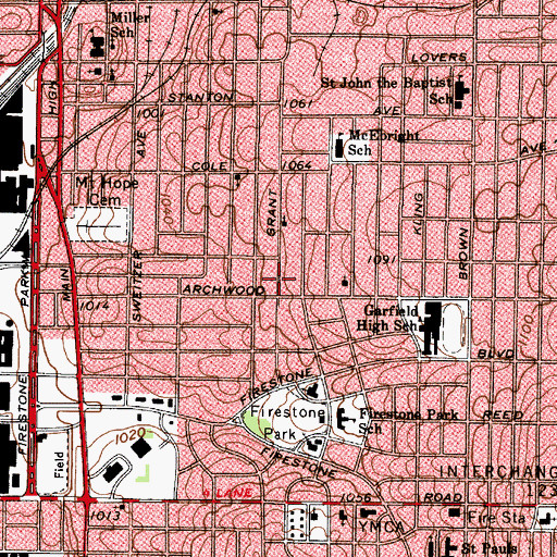 Topographic Map of Gospel Baptist Church, OH