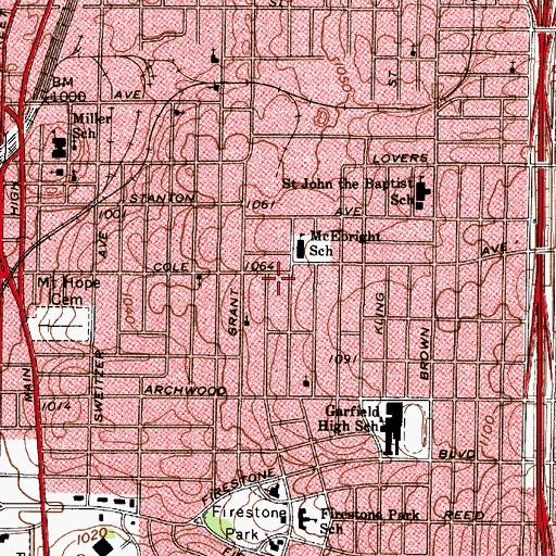 Topographic Map of Saint Lukes Baptist Church, OH