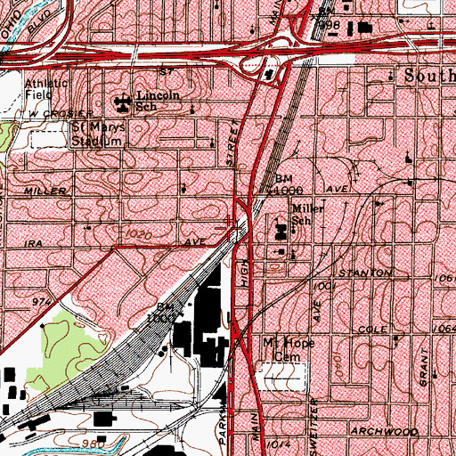 Topographic Map of First Born Church of the Living God, OH
