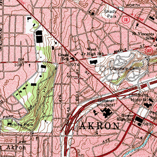 Topographic Map of Mount Calvary Baptist Church, OH