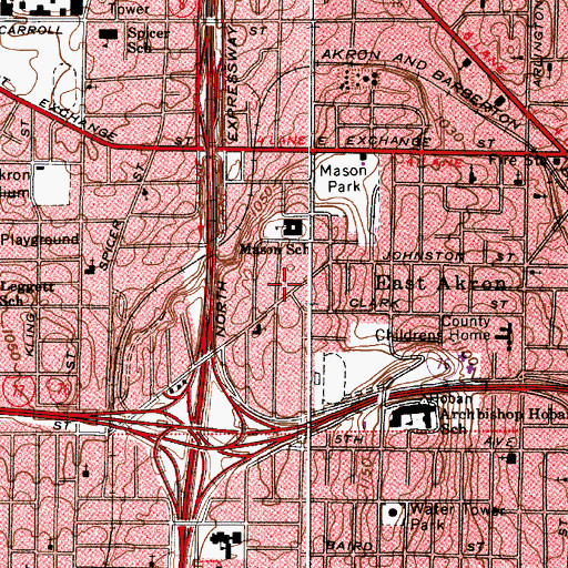 Topographic Map of The Church at Akron, OH