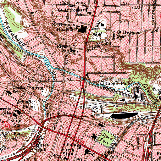 Topographic Map of Elizabeth Baptist Church, OH