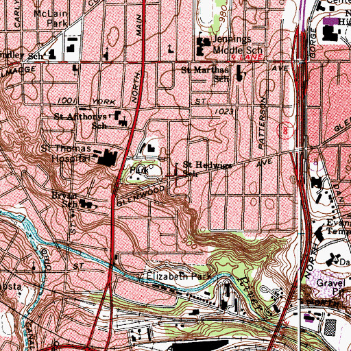Topographic Map of Saint Hedwigs Catholic Church, OH
