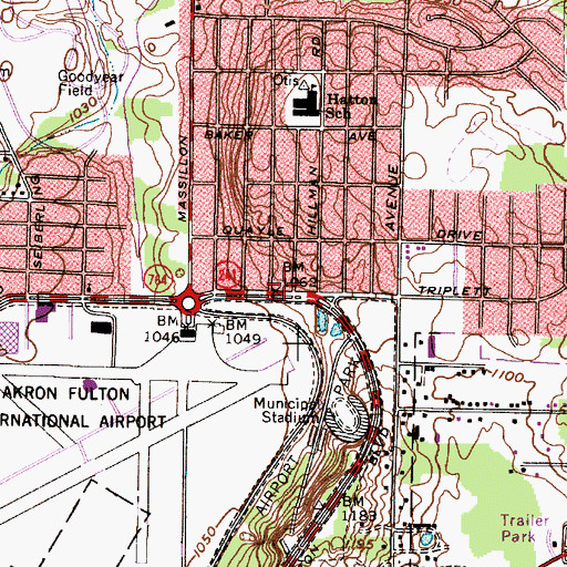 Topographic Map of Triplett Plaza Shopping Center, OH