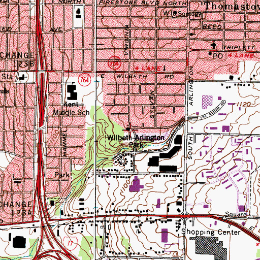 Topographic Map of Hillwood Chapel, OH
