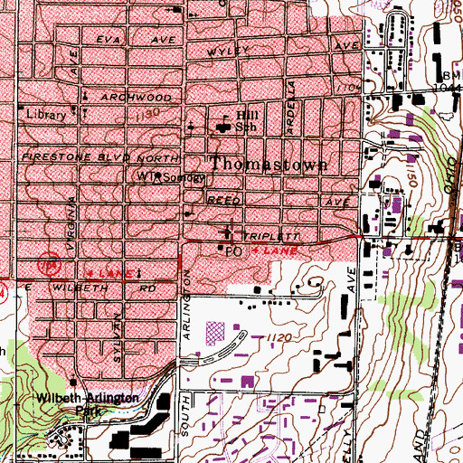 Topographic Map of Arlington Church of the Nazarene, OH