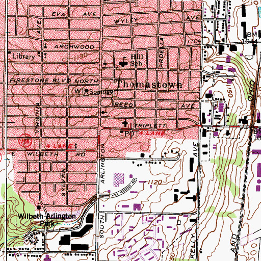 Topographic Map of North American Indian Cultural Center, OH