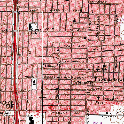 Topographic Map of Southeast Church of Christ, OH