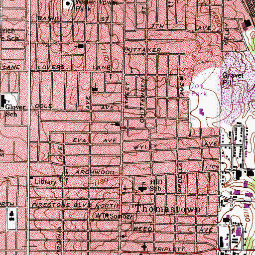 Topographic Map of First Born Church of the Living God, OH
