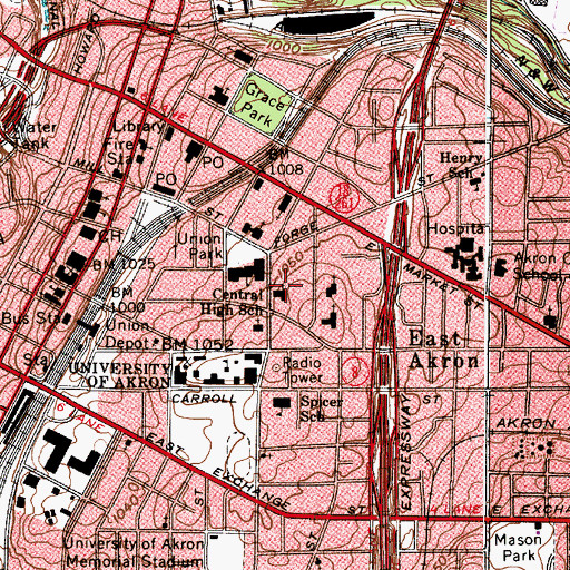 Topographic Map of Annunciation Greek Orthodox Church, OH