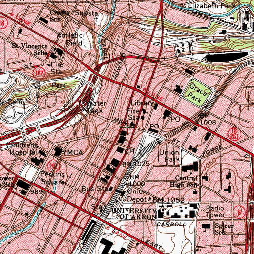 Topographic Map of High Street Christian Church, OH
