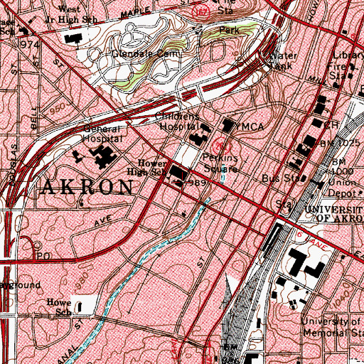 Topographic Map of Saint Johns Lutheran Church, OH