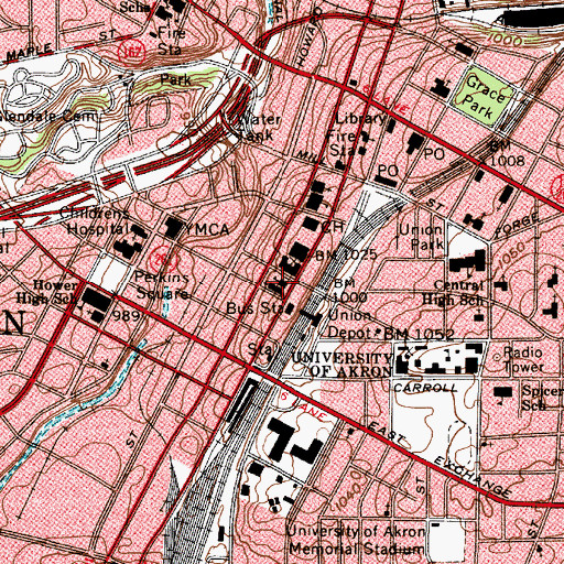 Topographic Map of Saint Bernard Catholic Church, OH