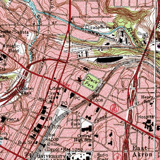 Topographic Map of Trinity Lutheran Church, OH