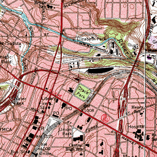 Topographic Map of Wesley Temple African Methodist Episcopal Zion Church, OH