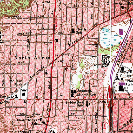Topographic Map of Saint Andrews Episcopal Church, OH