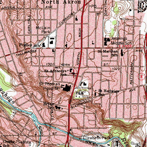 Topographic Map of Saint Anthonys Catholic Church, OH