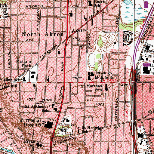 Topographic Map of Thayer Street Church of Christ, OH