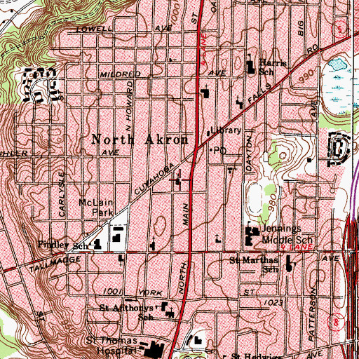 Topographic Map of North Hill United Methodist Church, OH