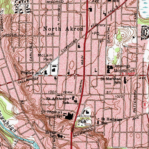 Topographic Map of Holiness Church of God, OH