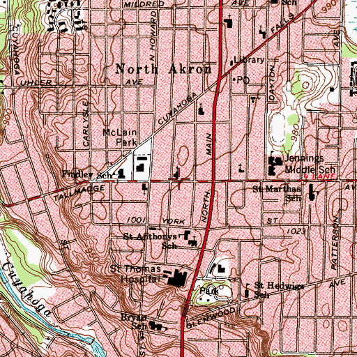 Topographic Map of North Hill Christian Church, OH